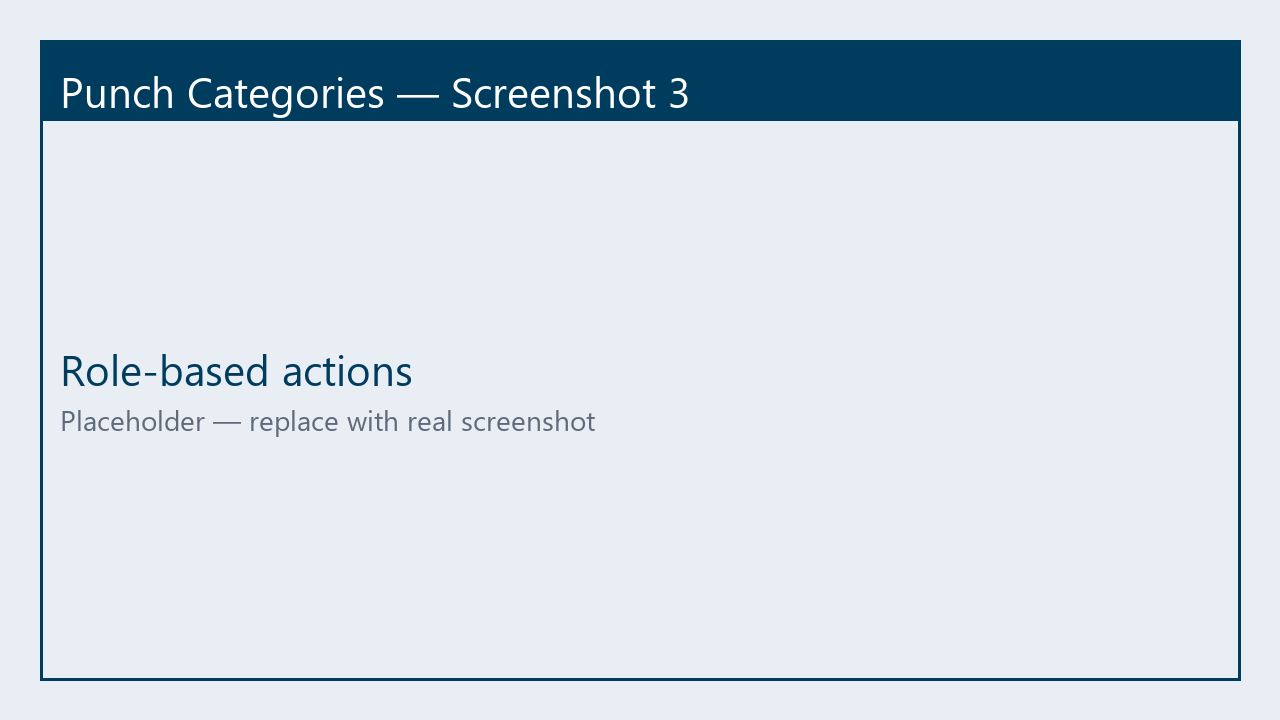 Punch Categories role-based actions placeholder